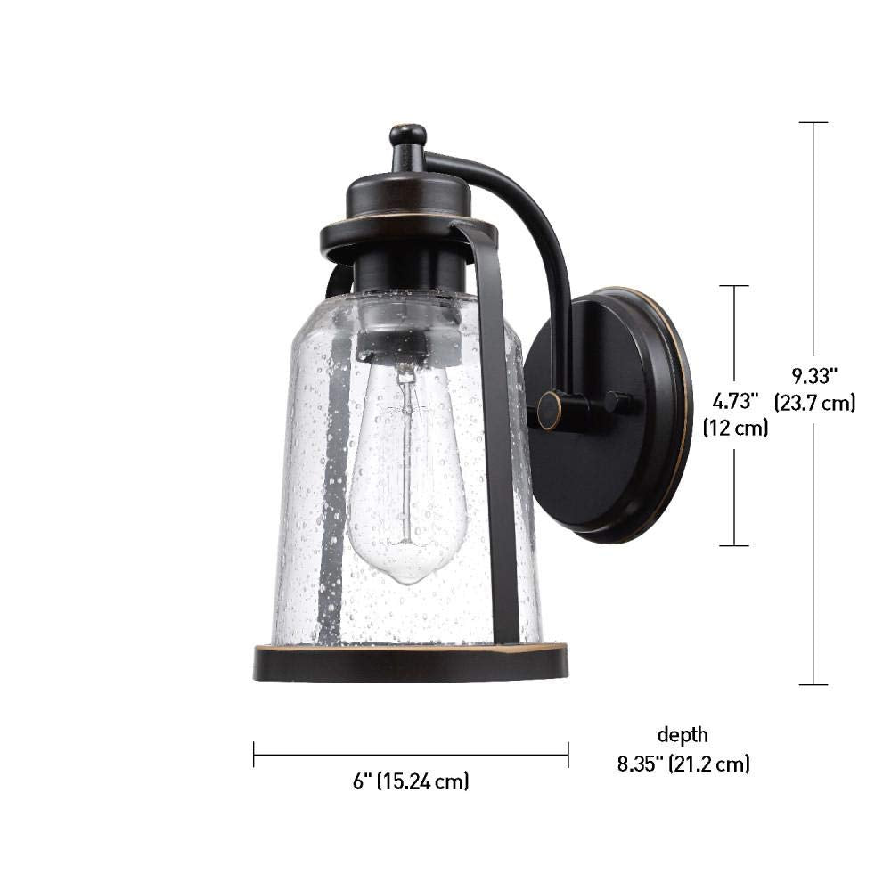 Globe Electric Wall Sconce ROTH, Glass, One Size, Black, Model 44304