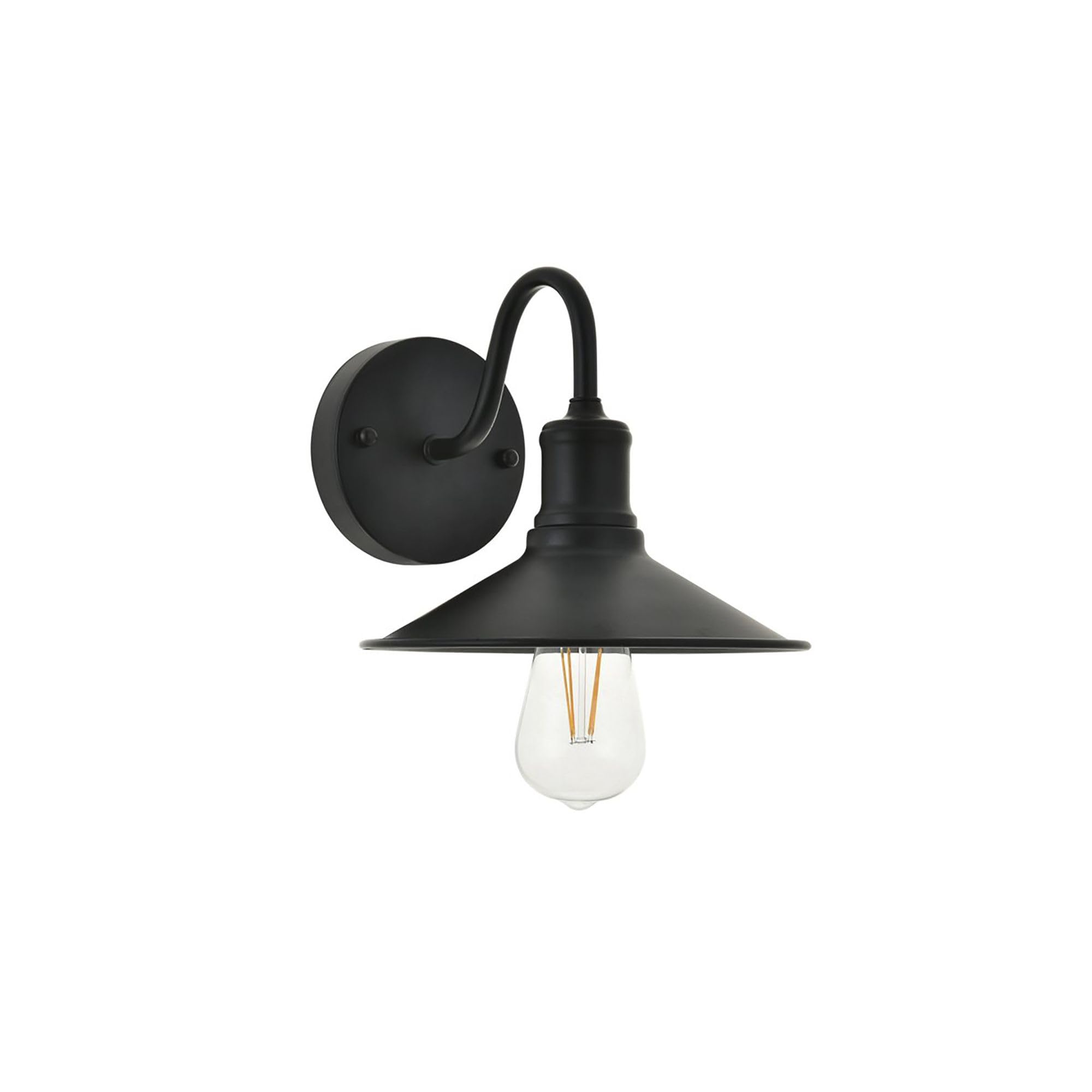 Living District Etude 1-Light Mid-Century Metal Wall Sconce in Black