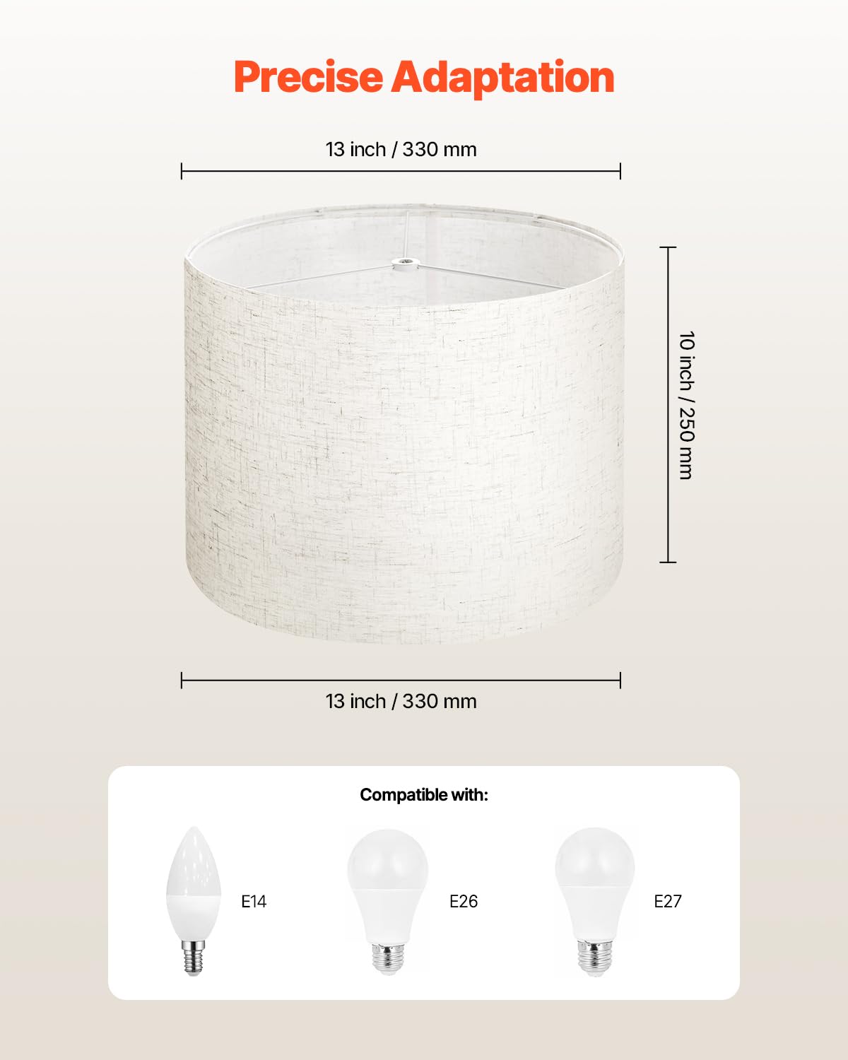 VEVOR Drum Lamp Shade Set of 2, 13inx13inx10in, Light Linen, Easy Assembly, Replacement for Table & Floor Lamps