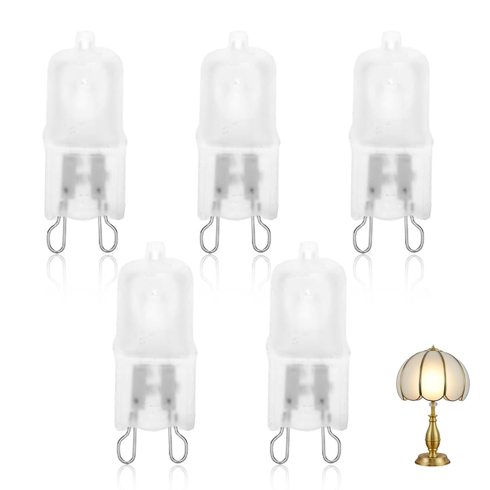 Yafiygi 5Pcs G9 Halogen Bulb 40W Frosted Lens Halogen Light Bulbs Bi-Pin Base 120V 40Watt Bulbs Small Led Replacement For Photog