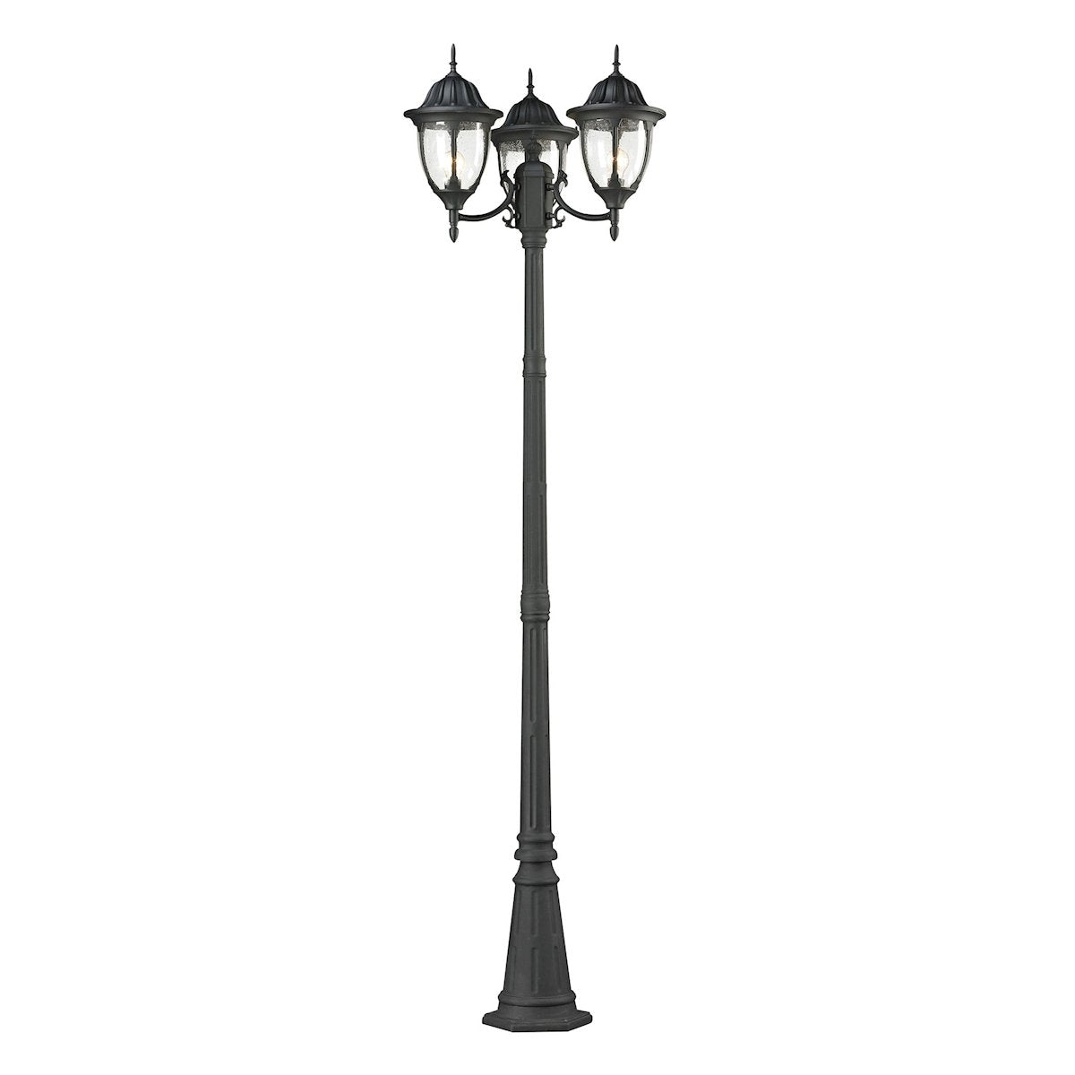 Elk Lighting 45089/3 Central Square 3-Light Outdoor Post Mount, Textured Matte Black, 91&quot;