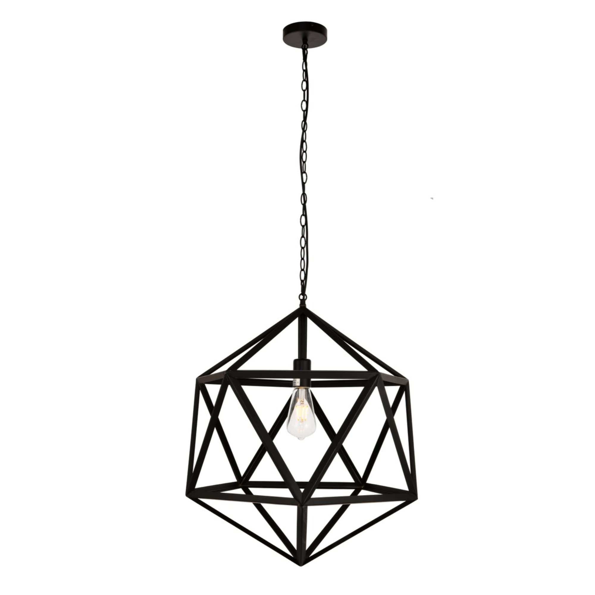 Elegant Lighting Living District Redmond Collection Pendant D19.7 H22.6 Lt:1 Black Finish