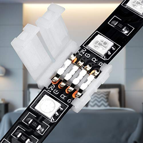 Wenhsin 10Packs 4-Pin Rgb Led Light Strip Connectors 10Mm Unwired Gapless Solderless Adapter Terminal Extension For Smd 5050 Mul