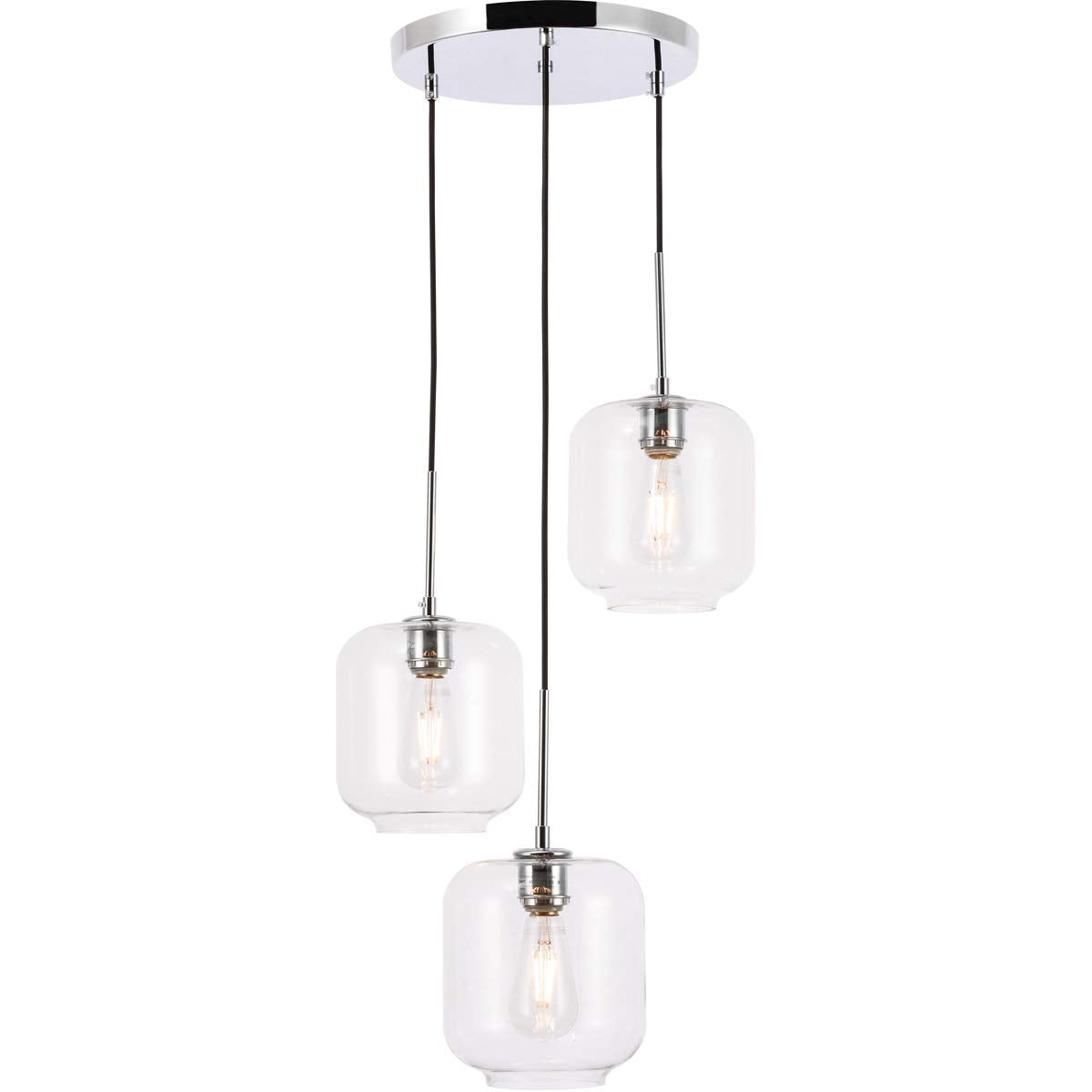 Living District Collier 3 light Chrome and Clear glass pendant