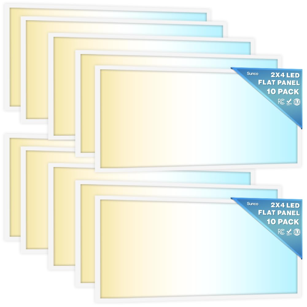 Sunco Lighting 10 Pack LED Flat Panel Light 2x4, 30W/40W/50W, 3 CCT (4000K/5000K/6000K
