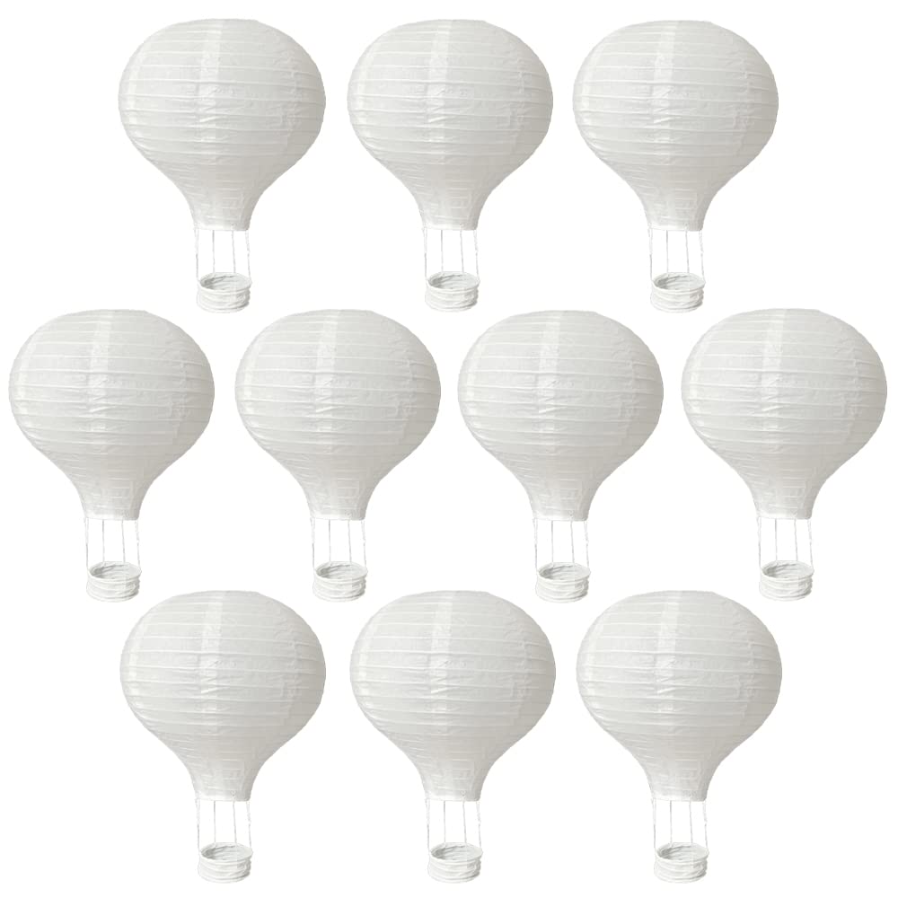 10Pack Hanging Hot Air Ballon Paper Lanterns Decorations 12Inch Decorative White Paper Lanterns Set for Valentines Wedding Decor