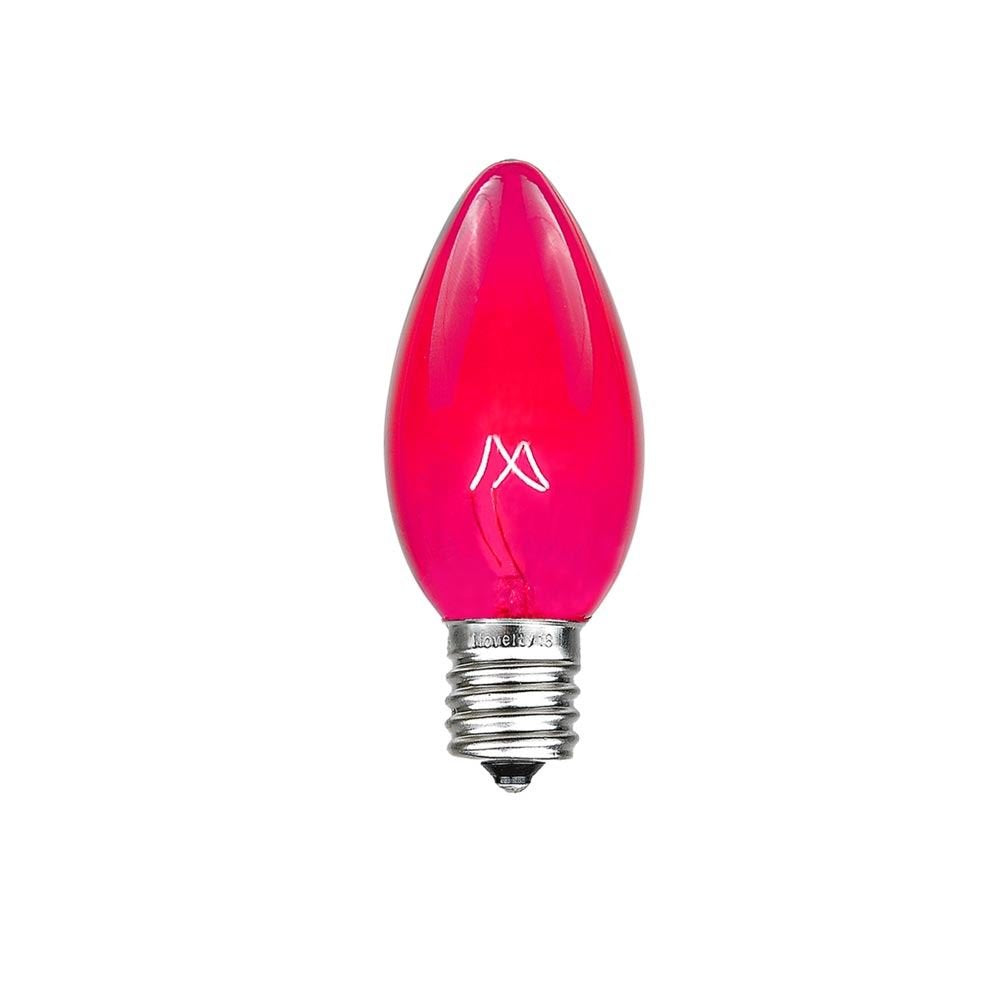 Novelty Lights Christmas Replacement Bulbs - Outdoor Individual Bulbs For Events, Holiday Parties, Patios, And More - C7/E12 Candelabra Base, 5 Watt Lights (Pink, 25 Pack)