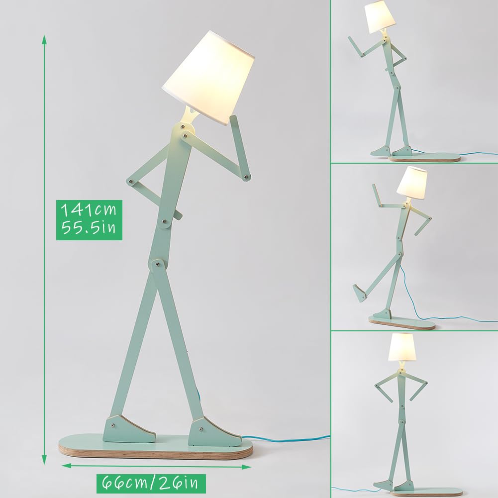Hroome Unique Mini Wood Floor Lamp For Living Room Bedroom Office Farmhouse - Cute Corner Decorative Reading Standing Light Crea