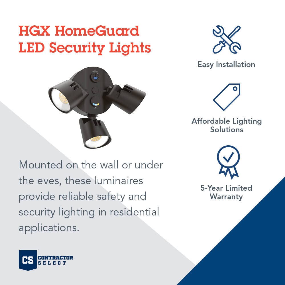 Lithonia Lighting HGX LED Outdoor Security Floodlight, 3-Light, Photocell Sensor, Dark Bronze, Adjustable Light Output