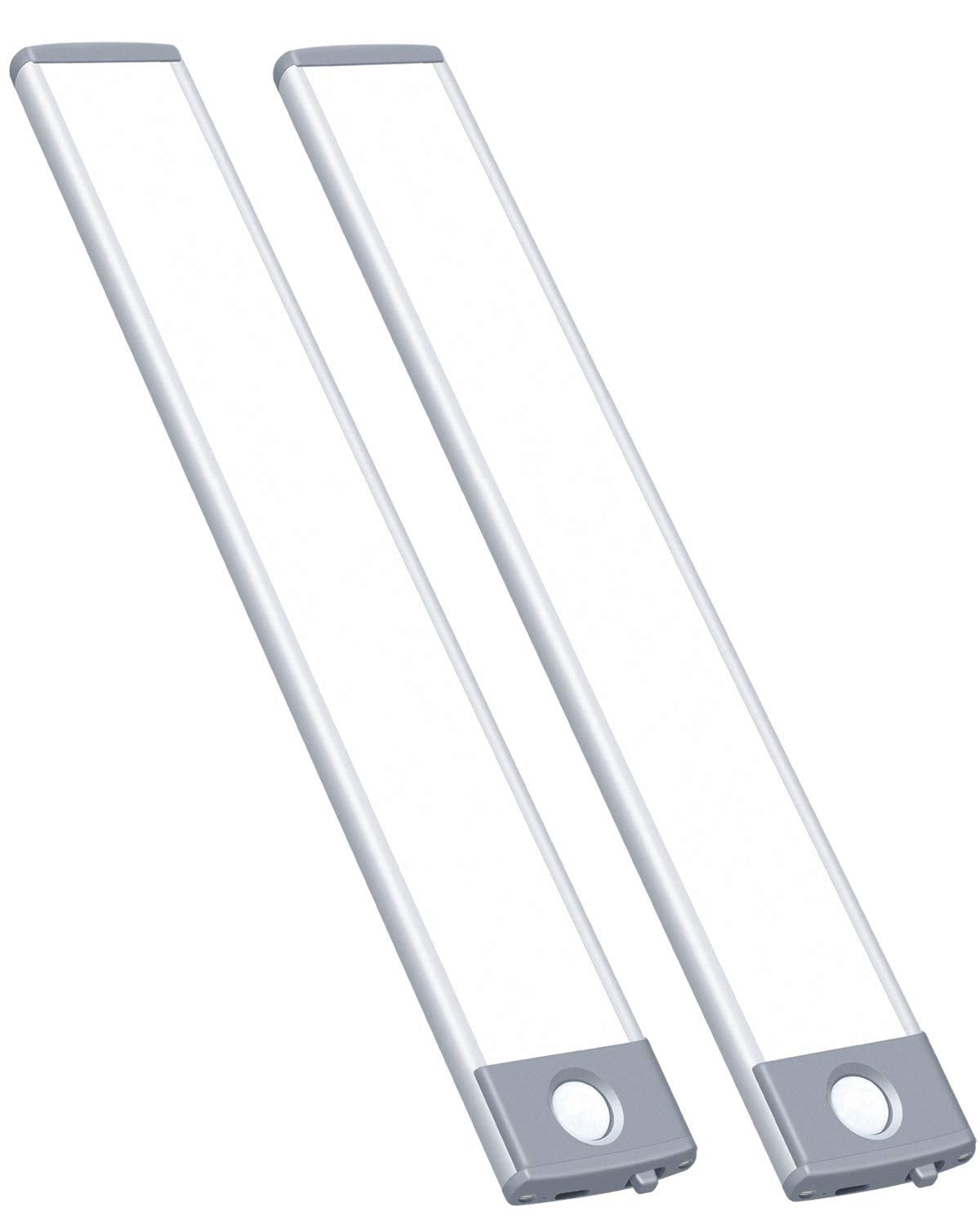 Hiboitec Led Motion Sensor Cabinet Light, 54 Leds, Rechargeable, Wireless, 2 Packs, White