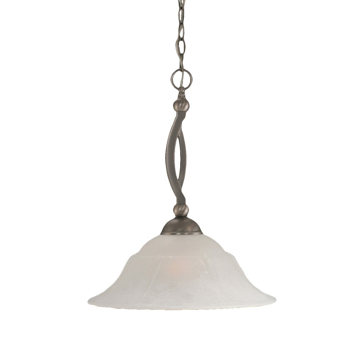 Toltec Lighting 271-Bn-53615 Bow One-Light Down Light Pendant Brushed Nickel Finish With White Marble Glass, 16-Inch