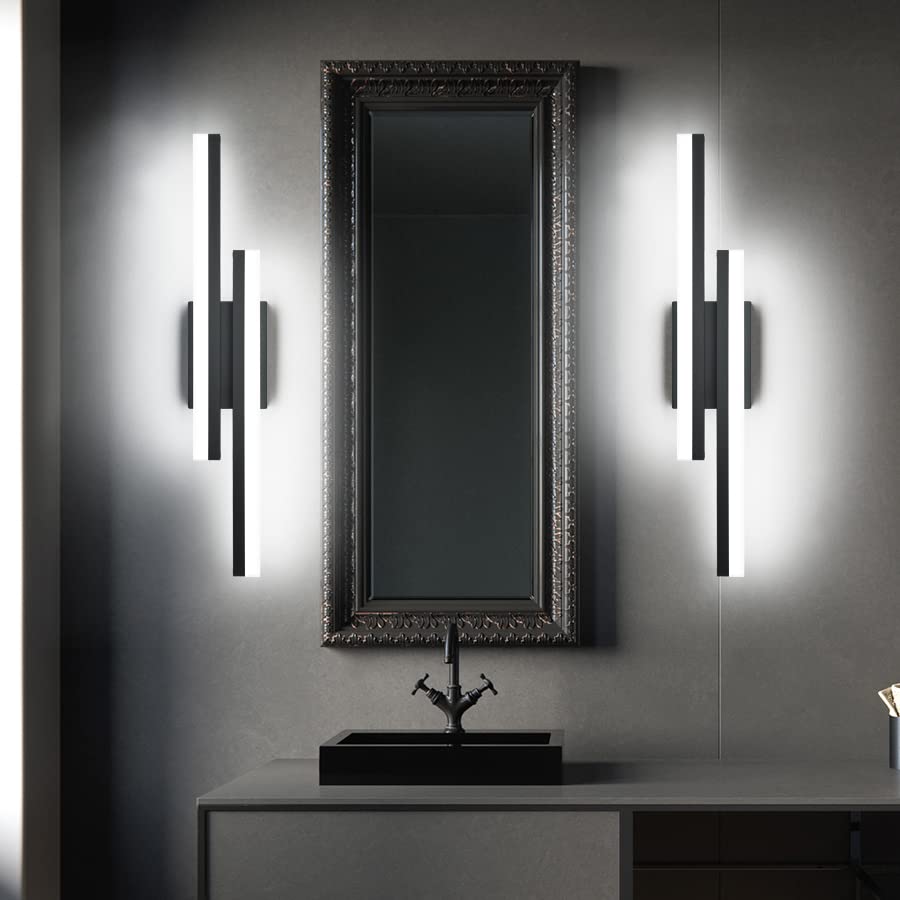 Presde Bathroom Vanity Light Dimmable 3 Colors Changeable 24In Modern Led Matte Black Bathroom Wall Light Fixtures