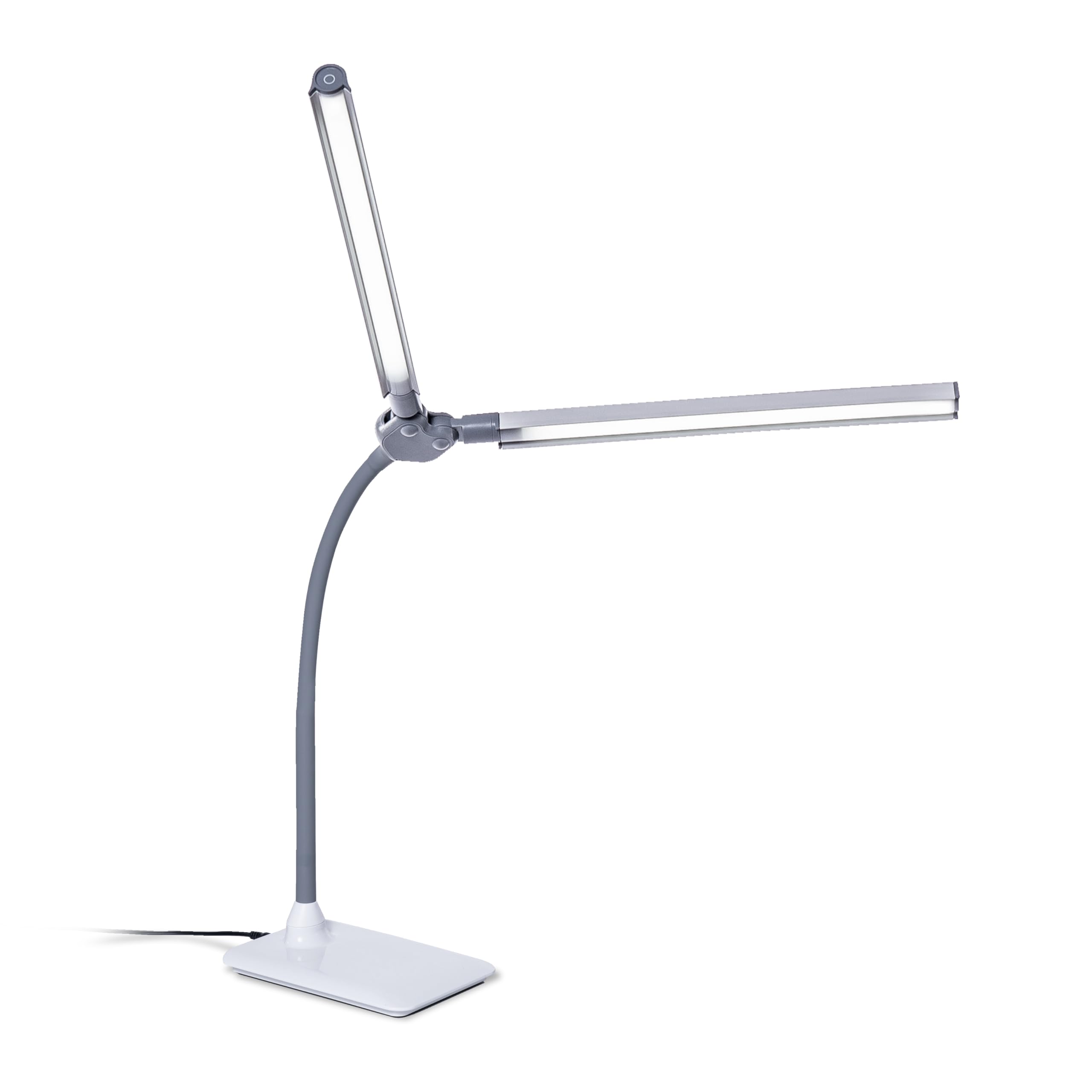 daylight DuoProTable Lamp - Double Shade LED Task Lamp, 4 Brightness Levels, 6,000K, 2,100 Lux, Anti-Glare, Flexible Arm, Touch 