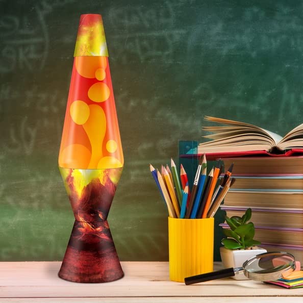 Lava Original Erupting Crater Lamp - 14.5" Yellow Wax & Red Liquid - Glass Home Décor Motion Light Model 20490400US