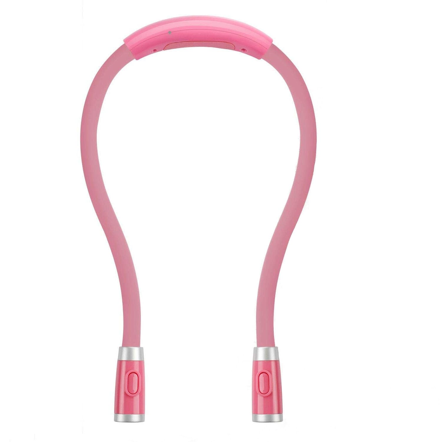 Betensh Rechargeable LED Neck Reading Light - 3 Brightness Levels, Flexible Silicone Arms, Pink