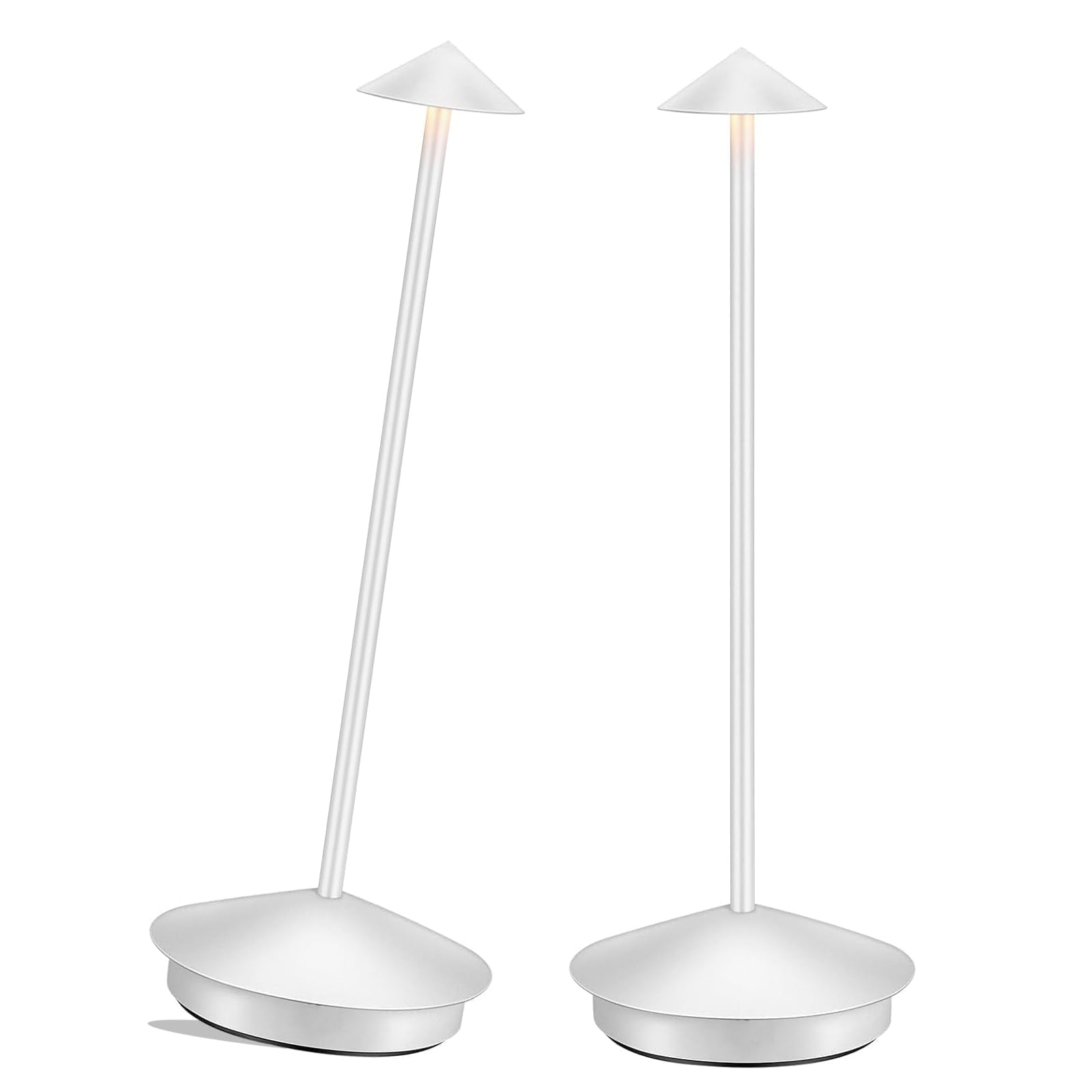 XMINKDZA Portable LED Table Lamp 2 Pack, Rechargeable 6000mAh, IP54 Waterproof, Dimmable, White, Aluminum Metal, Model XDJDSJBBM