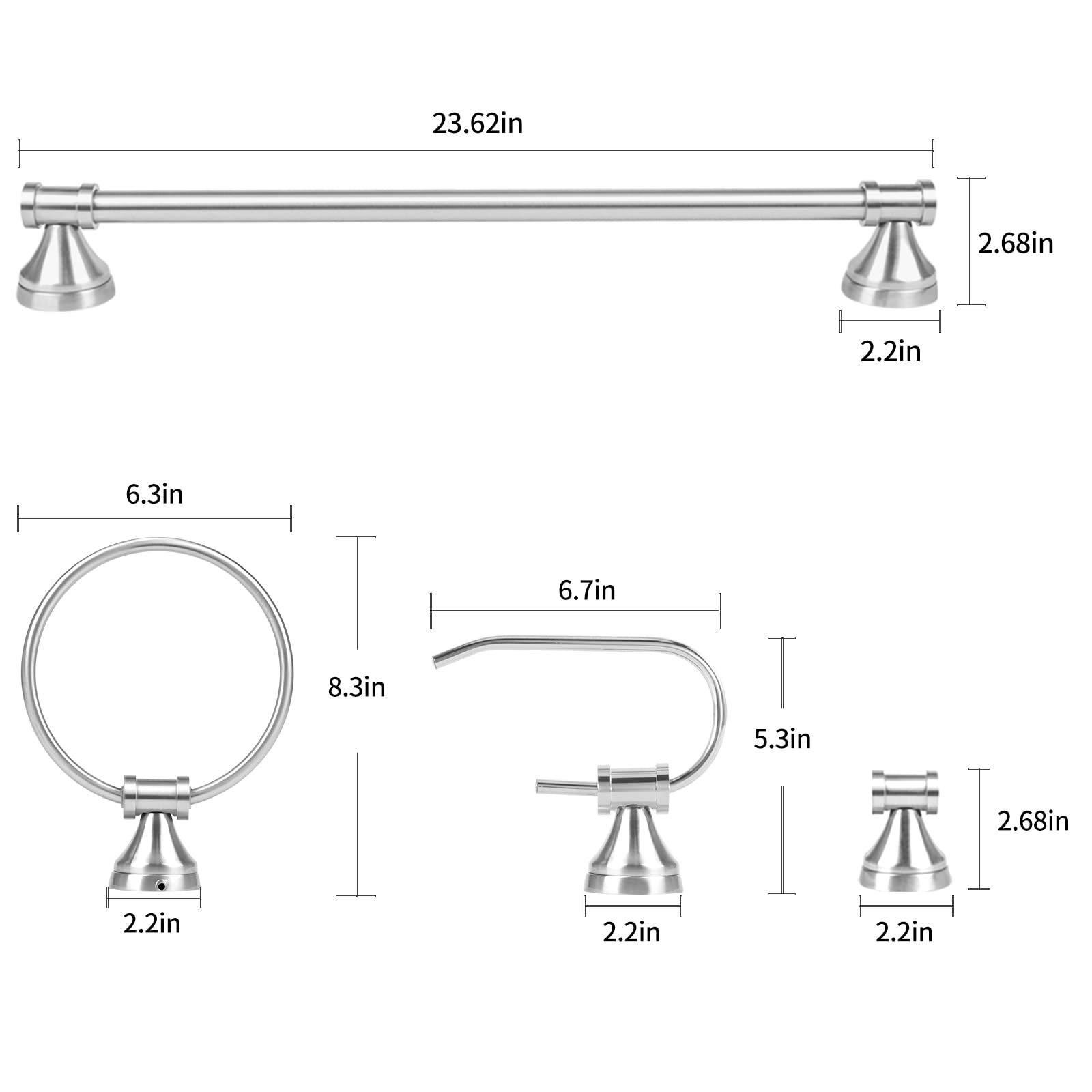 PARTPHONER 4-Light Bathroom Vanity Light Fixture, Brushed Nickel, Includes Bath Set, Model 5934e7e3