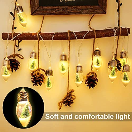 Hfxxad 13Ft Christmas Tree Snow Globe String Lights, 20 Led Clear Bulbs Christmas Tree String Lights For Bedroom, Wedding, Table Decoration, Outdoor Garden Party, Home Party Decorate(2 Pcs)