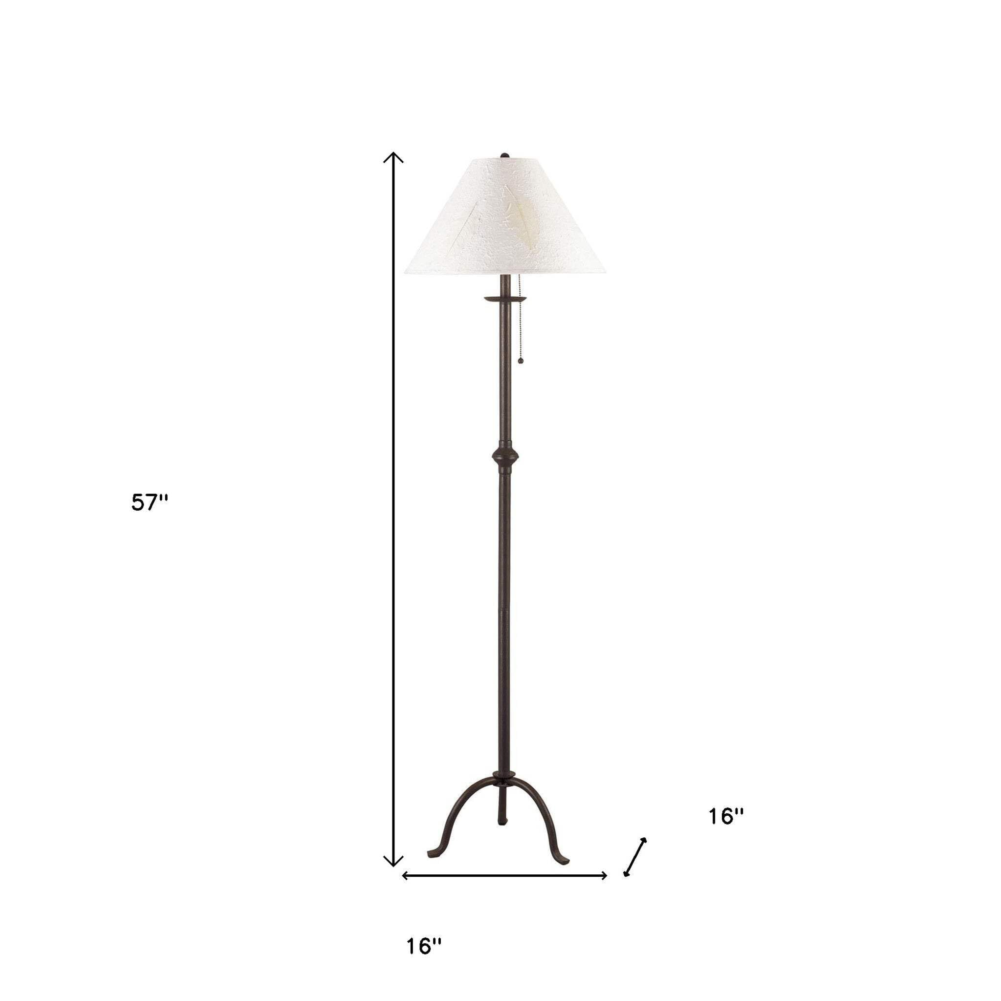 Homeroots Traditional Floor Lamp, 57 In., White Empire Shade, Black Finish