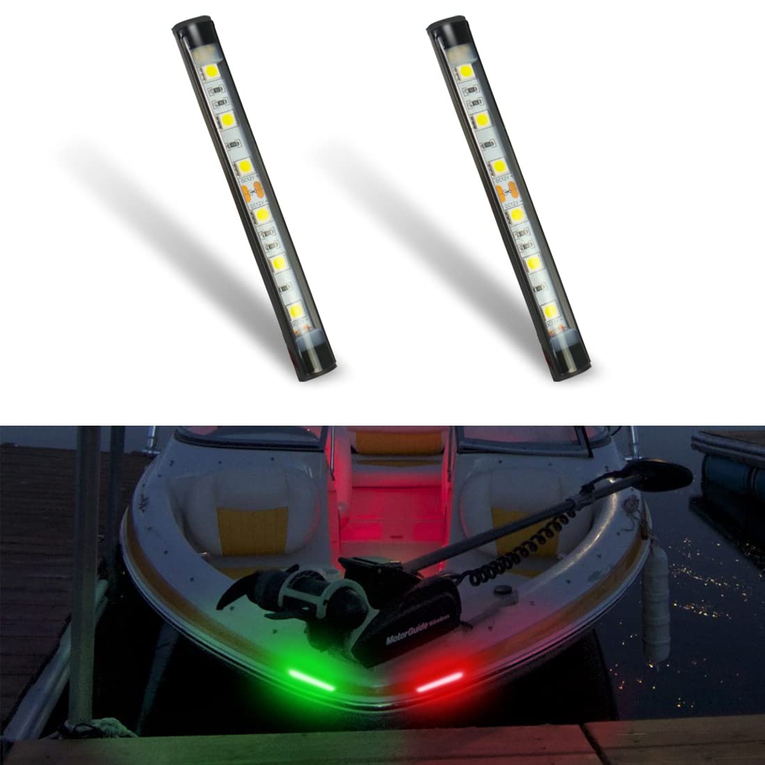 Boaton Boat Navigation Lights, Super Bright Bow Lights Night Fishing, No Drilling Running For Pontoon Kayak Canoe Bass Jon Jetski