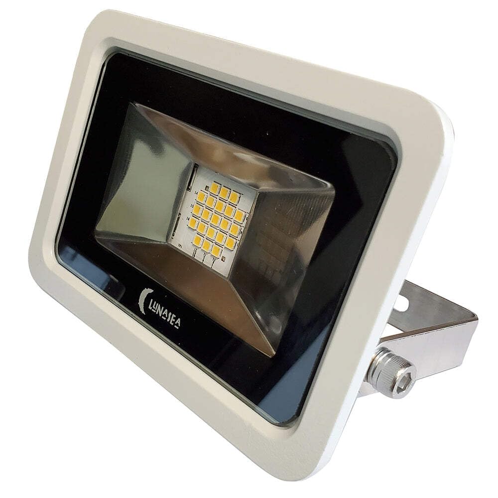 Lunasea 10W Slimline Led Floodlight, 120Vac, 1200 Lumens, Cool White, White Housing