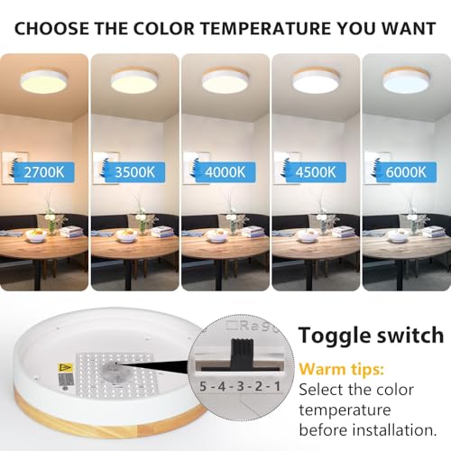 WOKNOS Diable LED Ceiling Light, White Round Flush Ount Ceiling