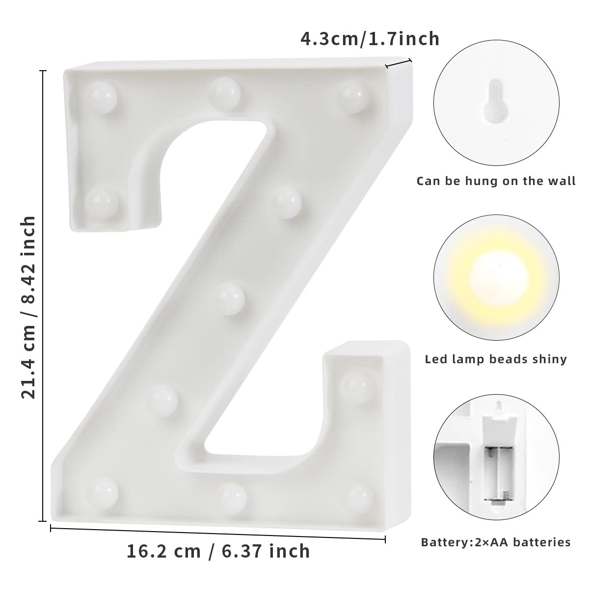 Laerjin Light Up Letters - Decorative Led Marquee Number Sign For Weddings & Parties - Z