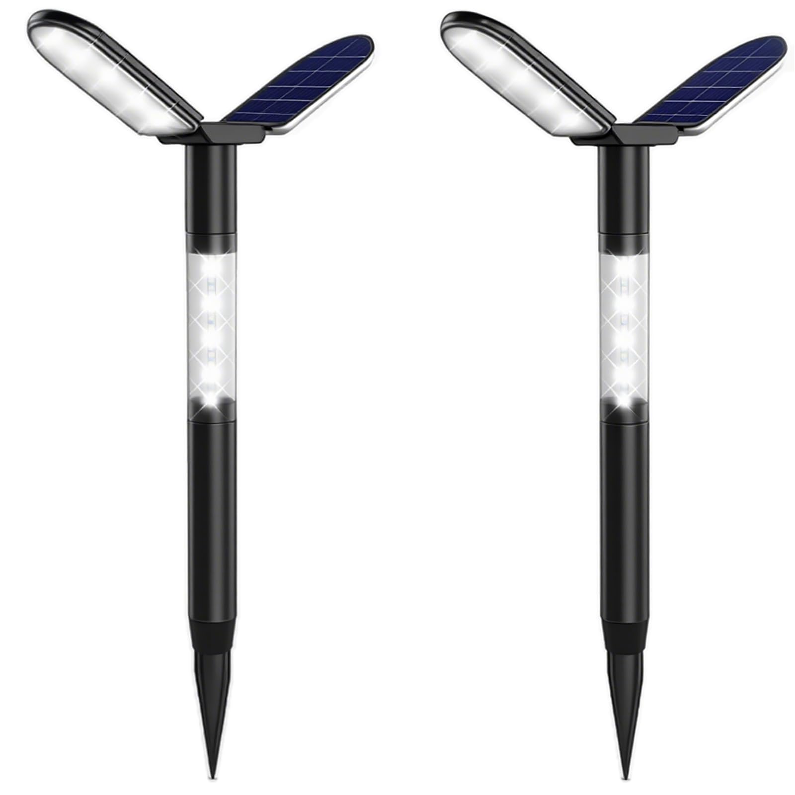 EMANER Solar Flood Lights Outdoor 2-Pack, Dual Color 2700-6000K CCT Change, Dusk to Dawn Solar Pathway Light with Stake, 12Hrs A