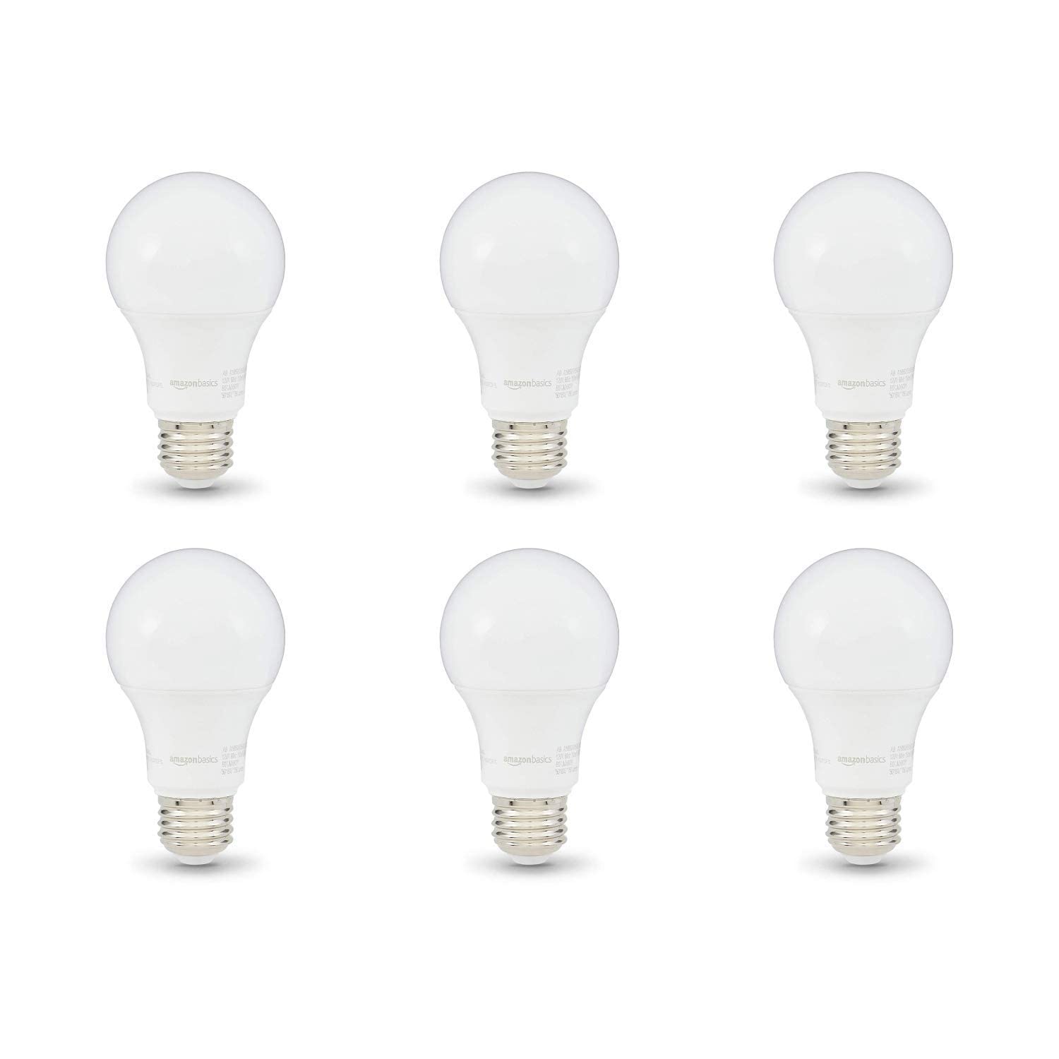 Amazon Basics A19 Led Light Bulbs, 60 Watt Equivalent, Energy Efficient 9W, E26 Standard Base, Daylight White 5000K, Dimmable, 1