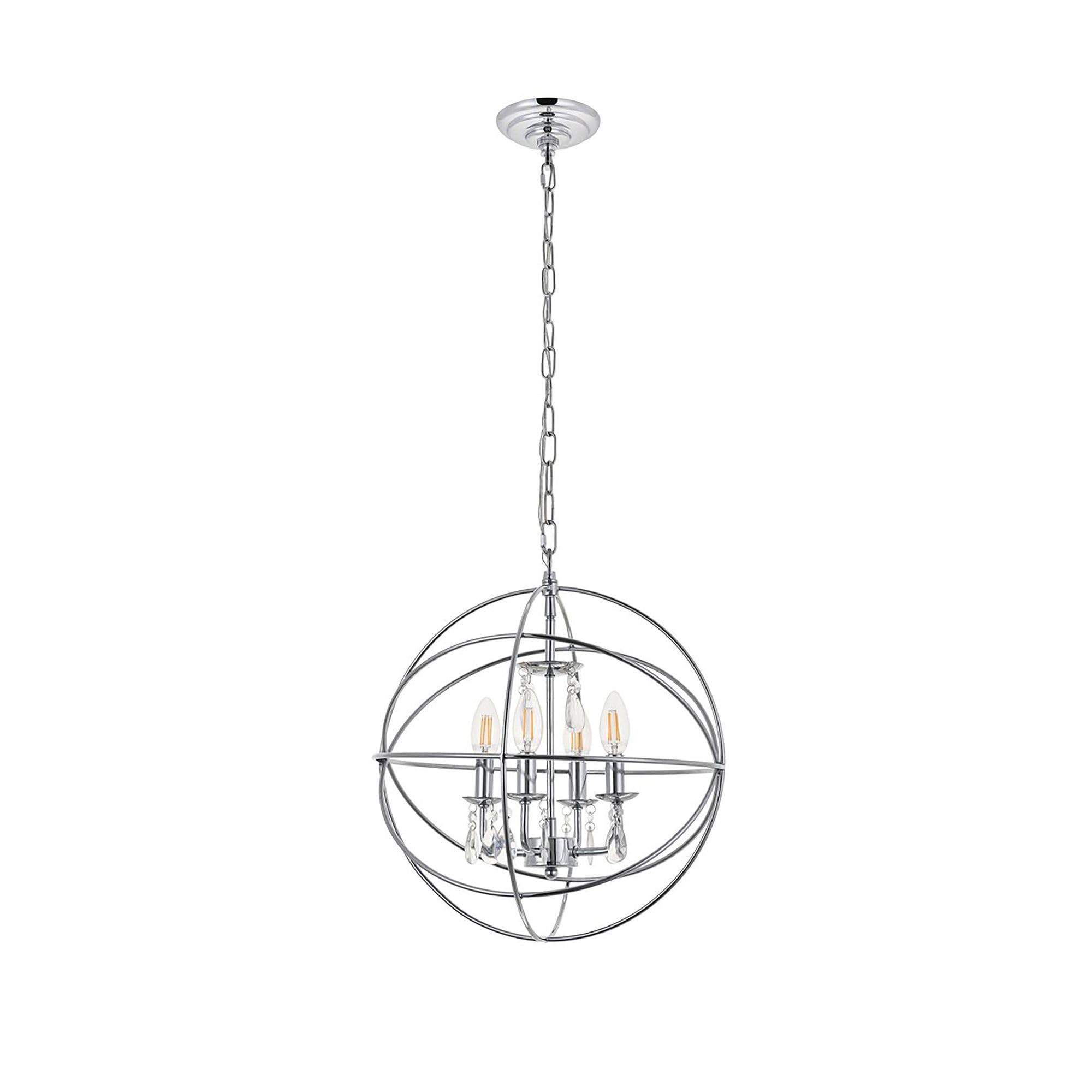 Living District Indoor Modern Home Decorative Bright Ceiling Wallace 4 Light Chrome Pendant