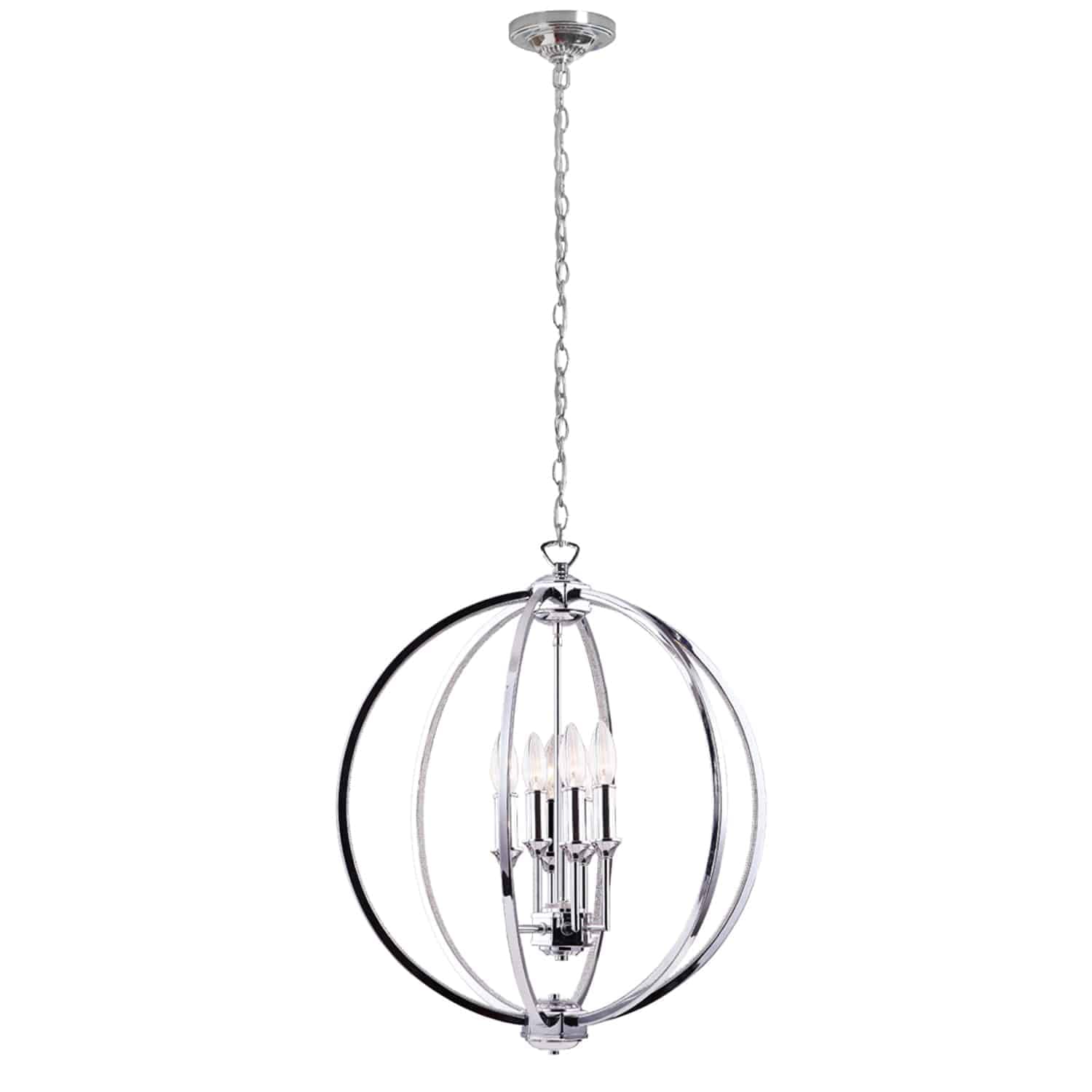 Dainolite 6Lt Chandelier, Polished Chrome W/Jewelled Accents