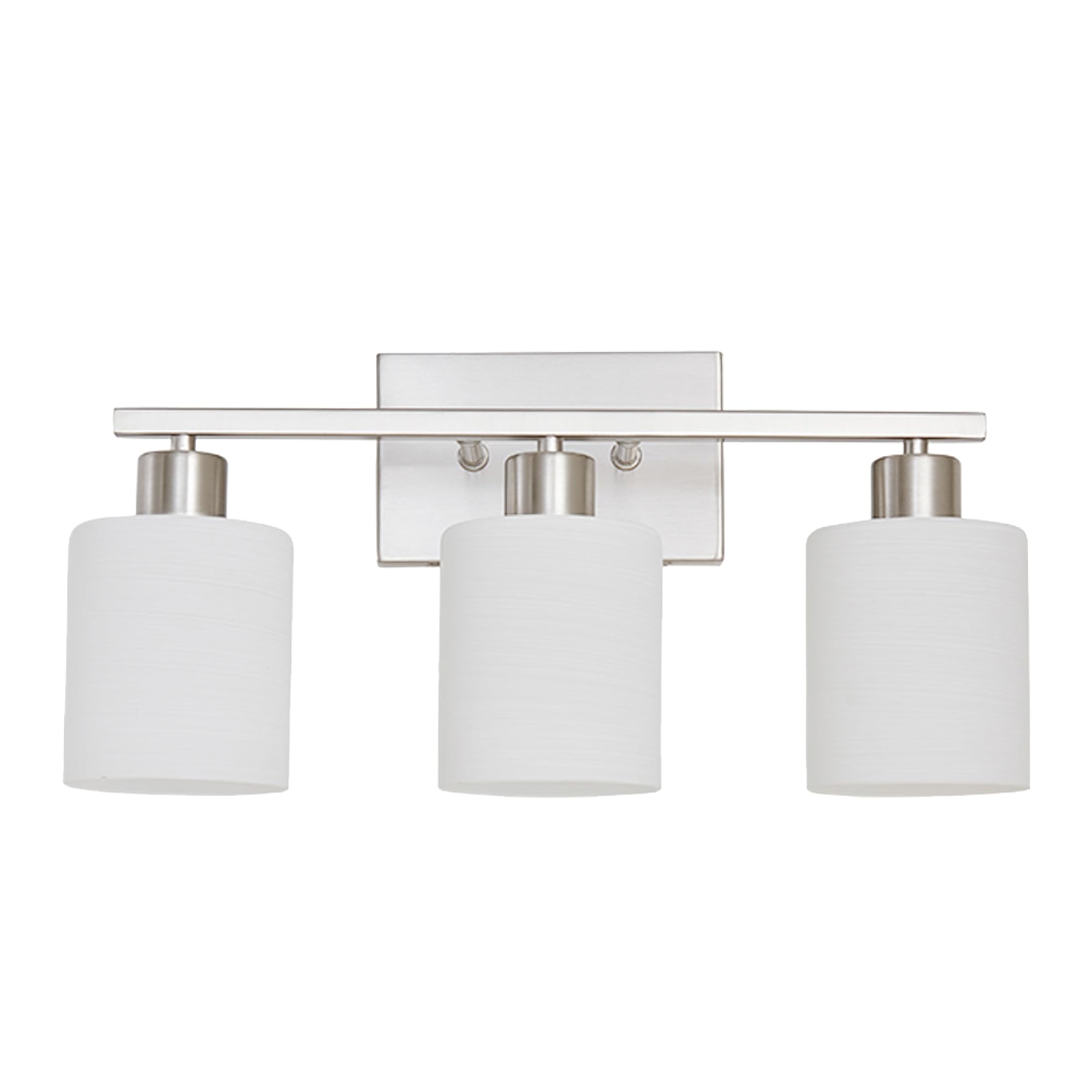 The Door Bull Modern Bathroom Vanity Light, Brushed Nickel, 3 Lights, Stainless Steel, VNT-1000, Milky White Glass Shades