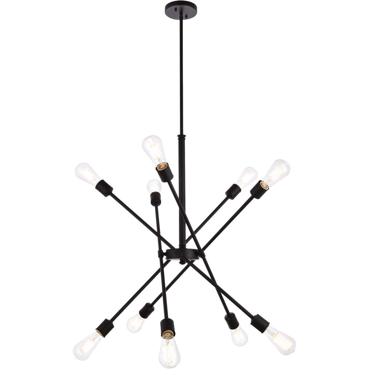 Elegant Lighting Living District Axel 10-Light Mid-Century Metal Pendant in Black