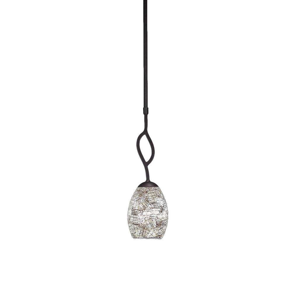 Toltec Lighting 240-Dg-5054 Revo 1 Light Mini Pendant With 5&quot; Natural Fusion Glass, Dark Granite Finish