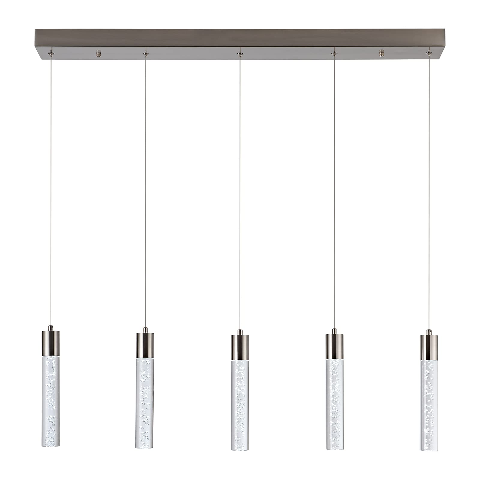 Votag 5-Light Pendant Ceiling Light Fixture For Kitchen Island  Modern Pendant Lighting For Kitchen Island Integrated Dimmable Led Hanging Light With Crystal 40W 6000K For Kitchen