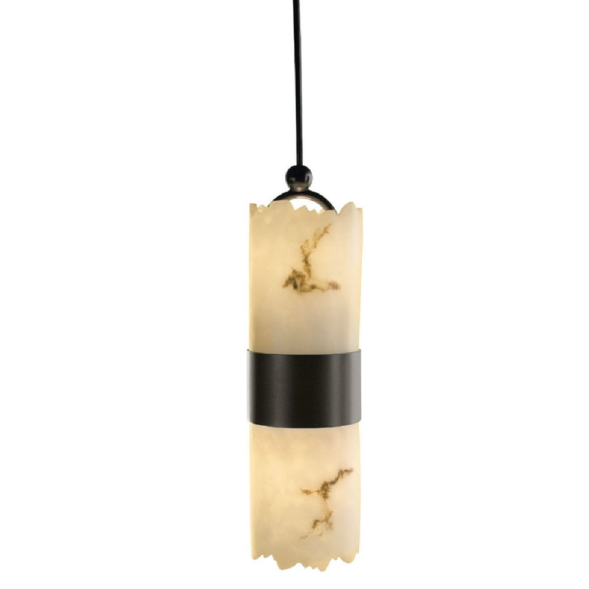 Justice Design Group - LumenAria Collection - Dakota Small Up & Downlight Pendant - Cylinder with Broken Rim - Dark Bronze Finis