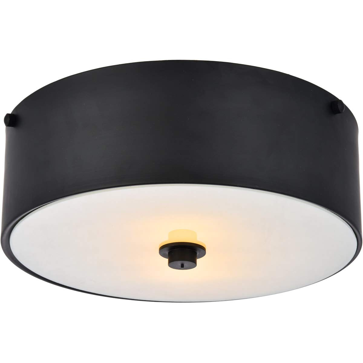 Living District Hazen 2-Light Metal Flush Mount in Flat Black/Frosted White