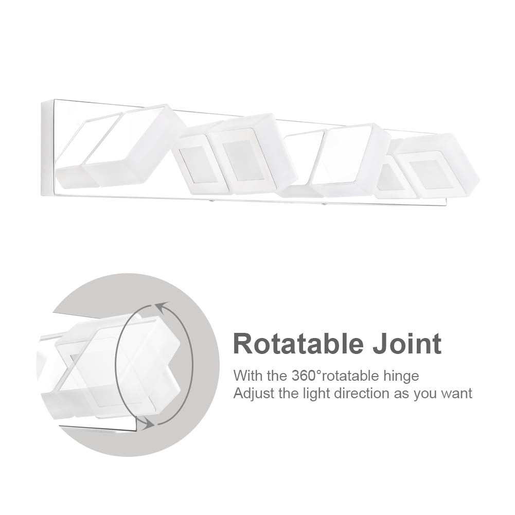 Ralbay D-8590-4T Dimmable Bathroom Vanity Light Fixtures, 4-Light Acrylic, Chrome Finish