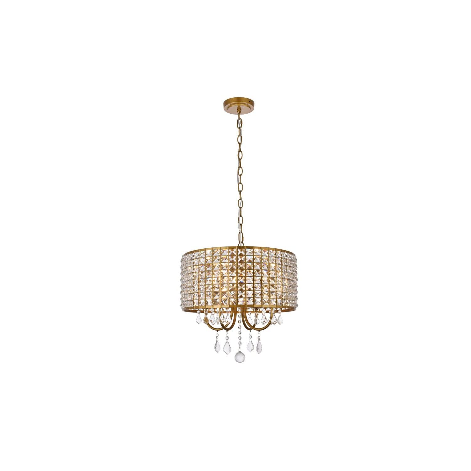 Living District Elise 4-Light Transitional Metal Pendant in Brass