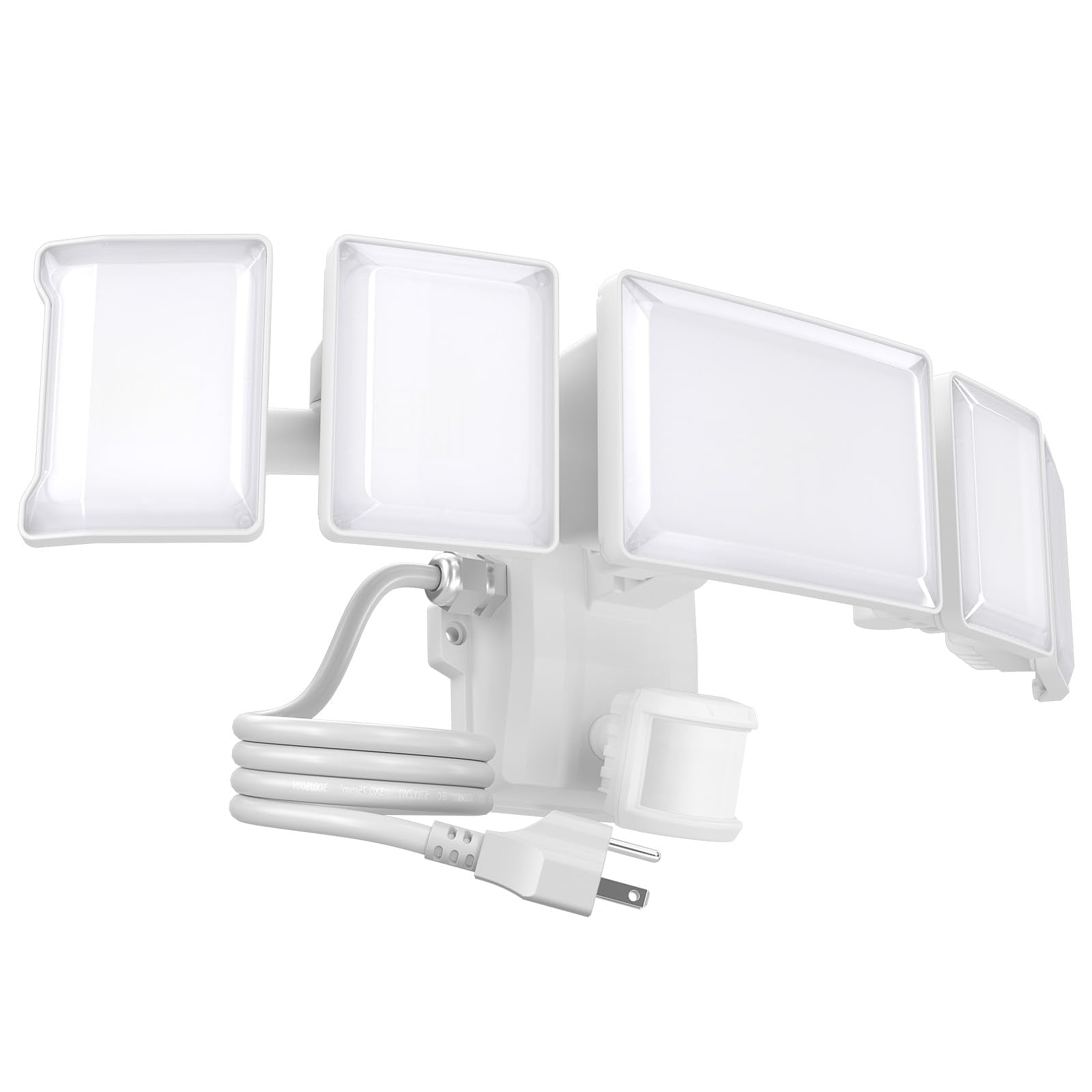 Olafus 180W Motion Sensor Outdoor Light Plug in  18000LM Motion Flood Light Dusk to Dawn  IP65 Waterproof Exterior LED Security Lights  5 Heads Motion Detector Yard Lights for Garage Backyard - White