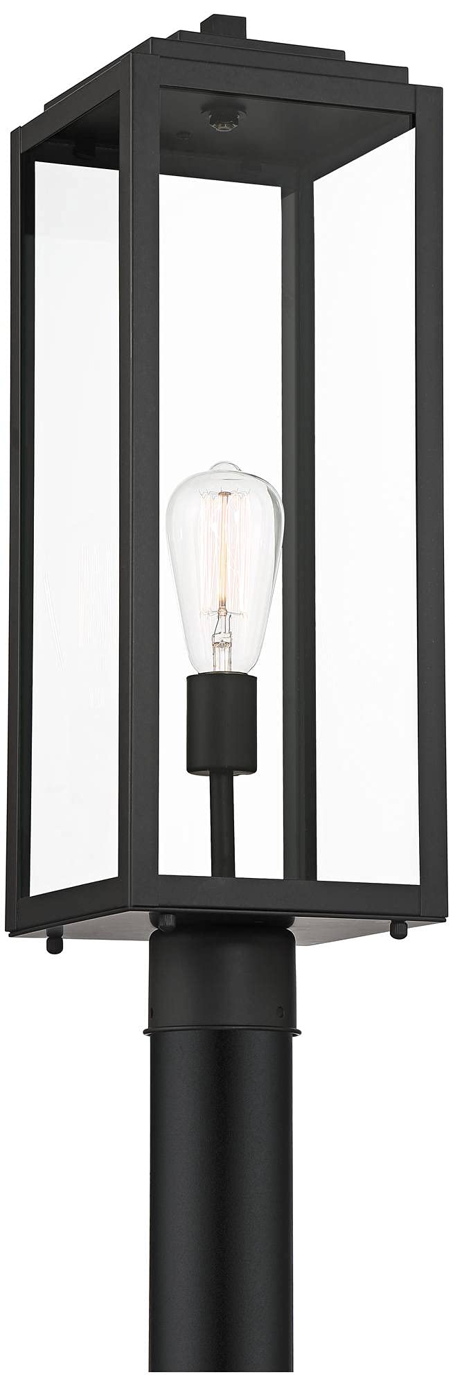 John Timberland Outdoor Post Light Fixture, 21.75in Clear Glass Panel, Metal, Black, Model 10-2101-504