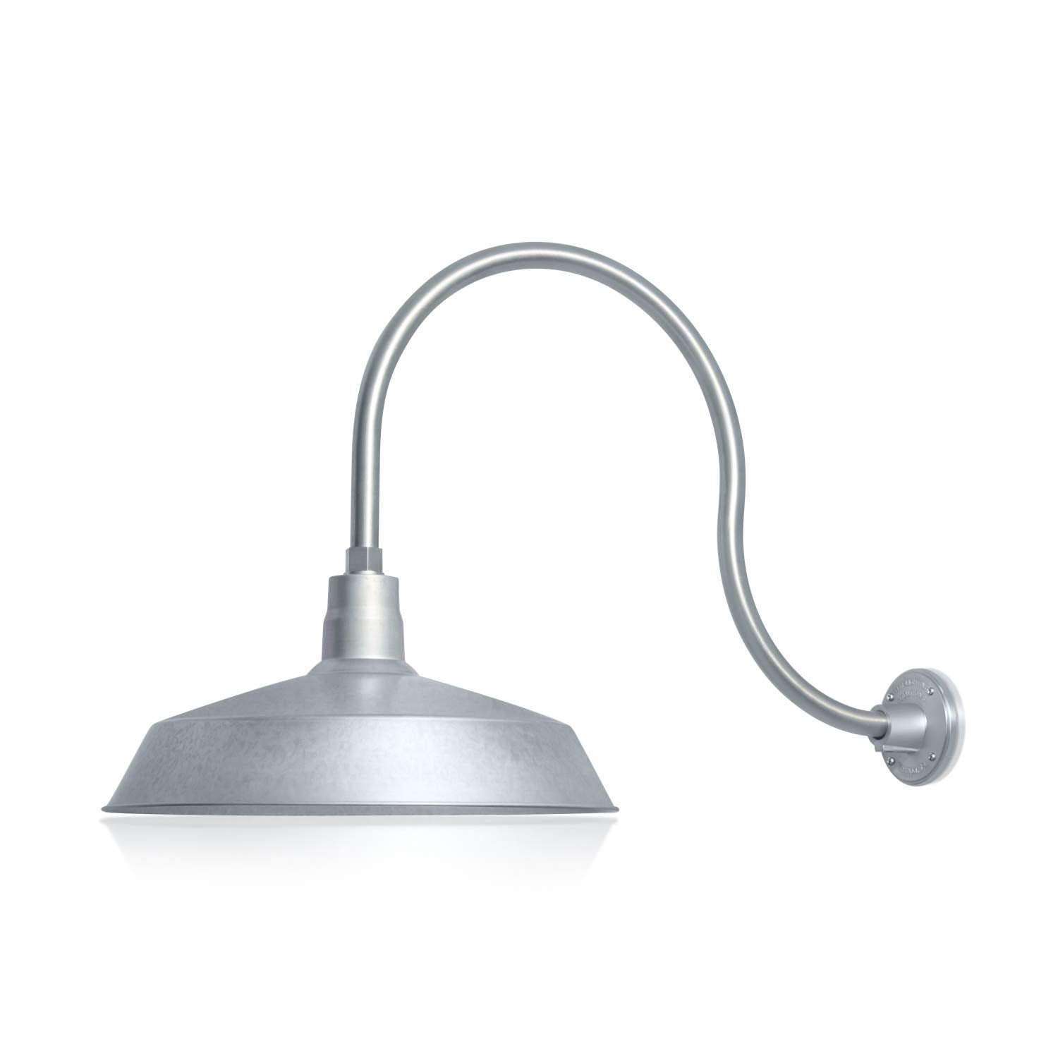 17in. Galvanized Finish Outdoor Gooseneck Barn Light Fixture with 24in. Long Extension Arm - Wall Sconce Farmhouse, Vintage, Ant