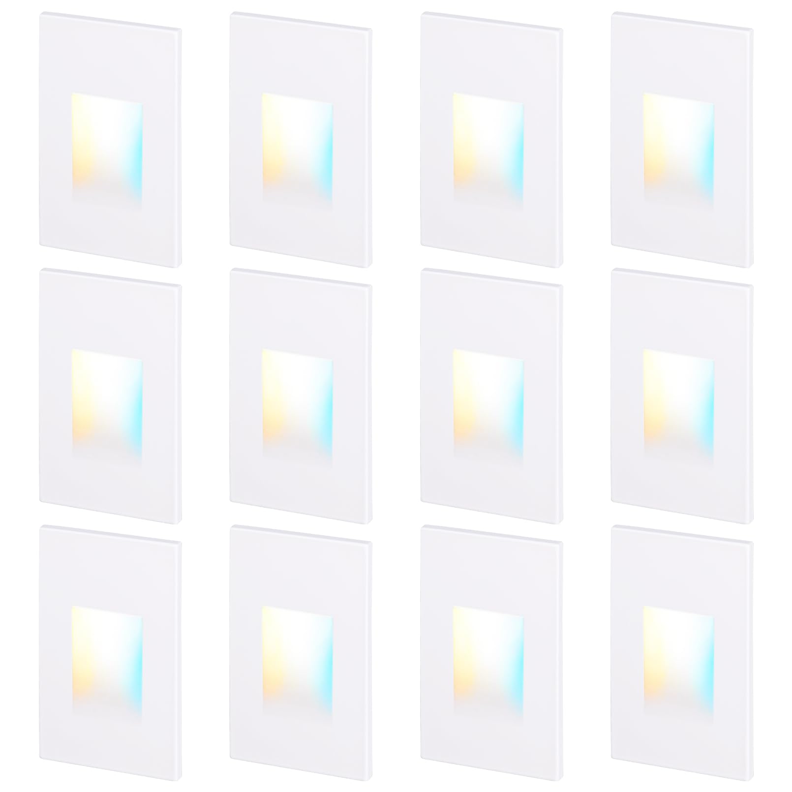 LEONLITE LED Step Lights 12-Pack, Dimmable 3.5W, 5CCT Selectable, 2.88 Inch, Aluminum, White, Model 40941