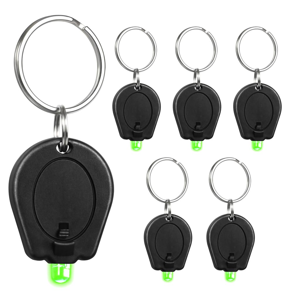 RaySoar 6 Pack Ultra Bright Green Light Keychain Flashlight, Mini Green LED Keychain Flashlight, Green Keychain Flashlight for N