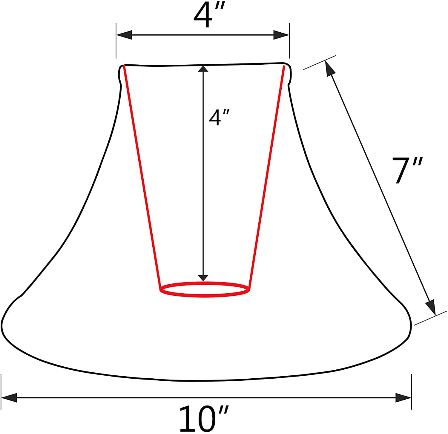 Aspen Creative 58030A, Bell Uno Lamp Shade, Ivory, 4&quot; Top X 10&quot; Bottom X 7&quot; Slant Height, Slip Uno 33Mm