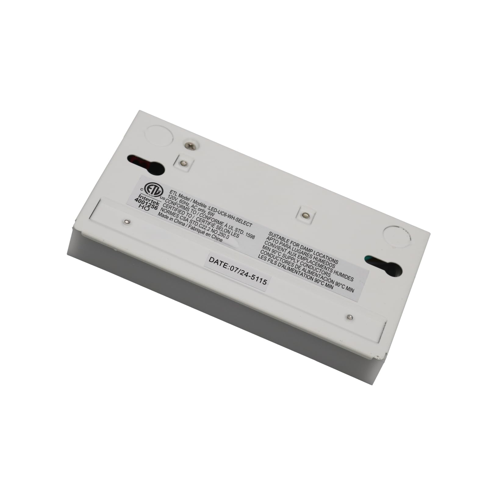 HOMEnhancements 6-Inch Dimmable Under Cabinet LED Light, Hardwired, Color Selectable - Soft White/Bright White/Daylight White, White Finish