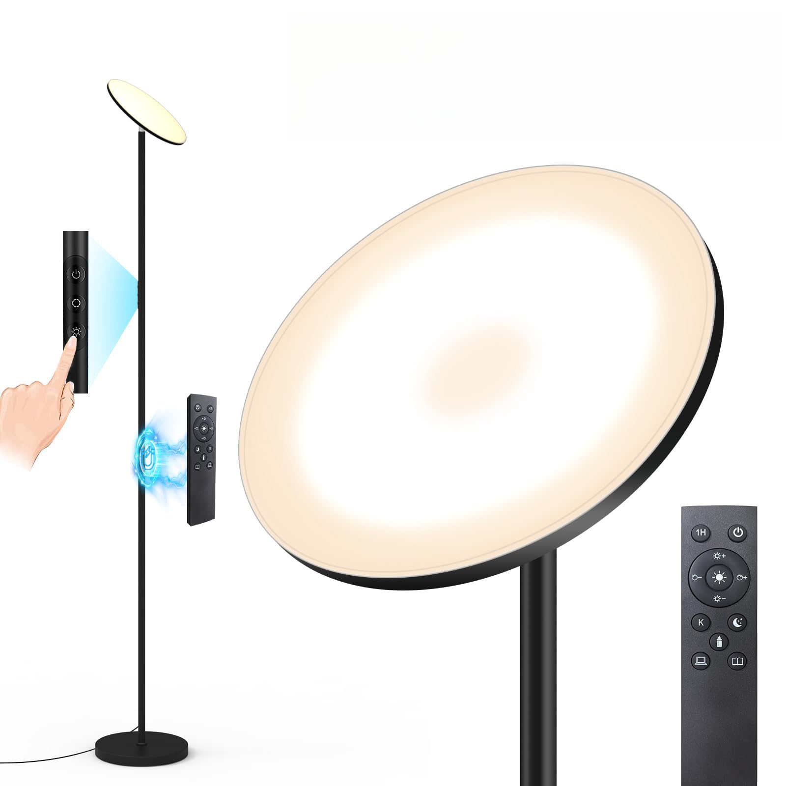Floor Lamps For Living Room, 36W/3600Lm Super Bright Standing Lamp With Remote & Touch Control, Stepless Dimming & 2700K-6500K C