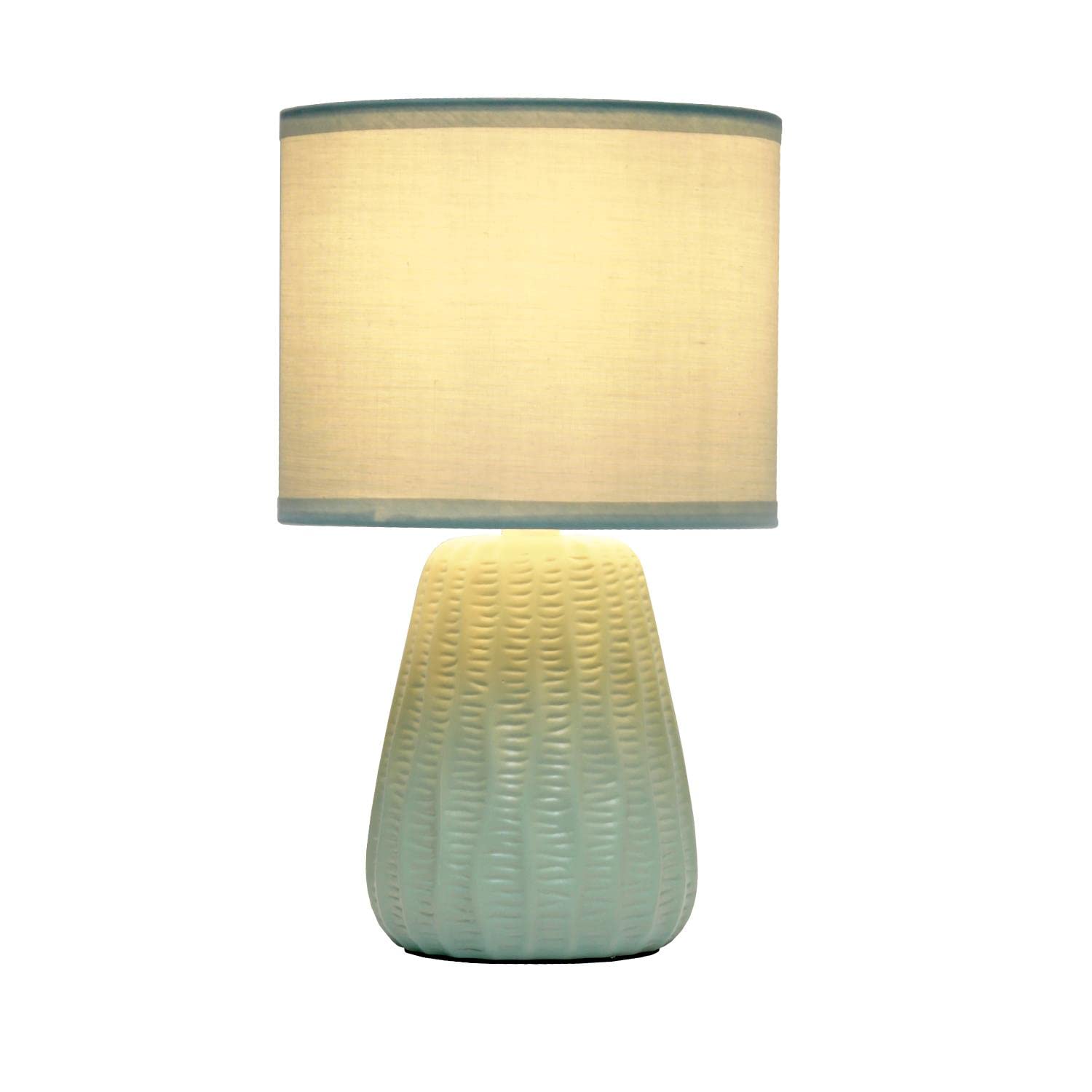 Simple Designs LT1138-SGE Ceramic Bedside Table Lamp, 11.02" Sage Green with Fabric Shade for Bedroom, Living Room, Entryway