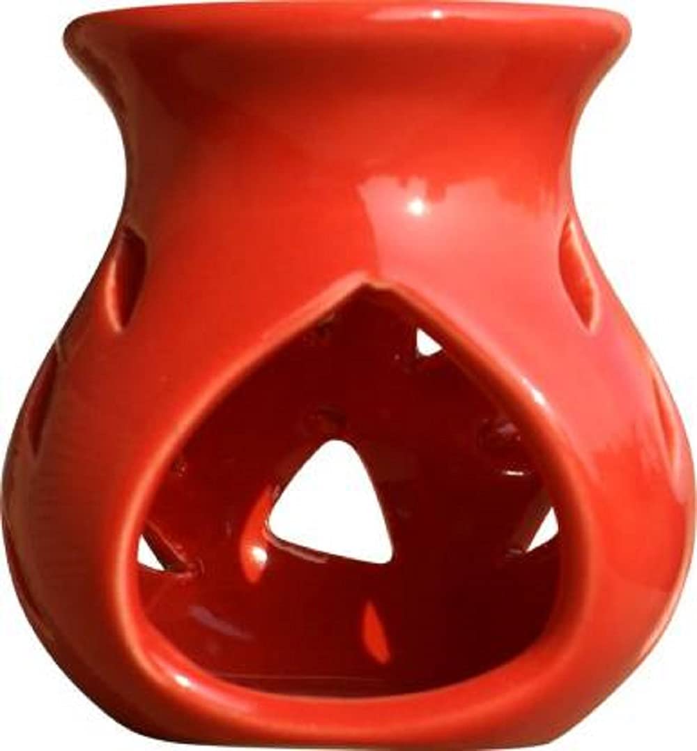 Mkd2 Rise Ceramic Candle Operated Aroma Essential Oil Burner Diffuser for Home Fragrance (Red)