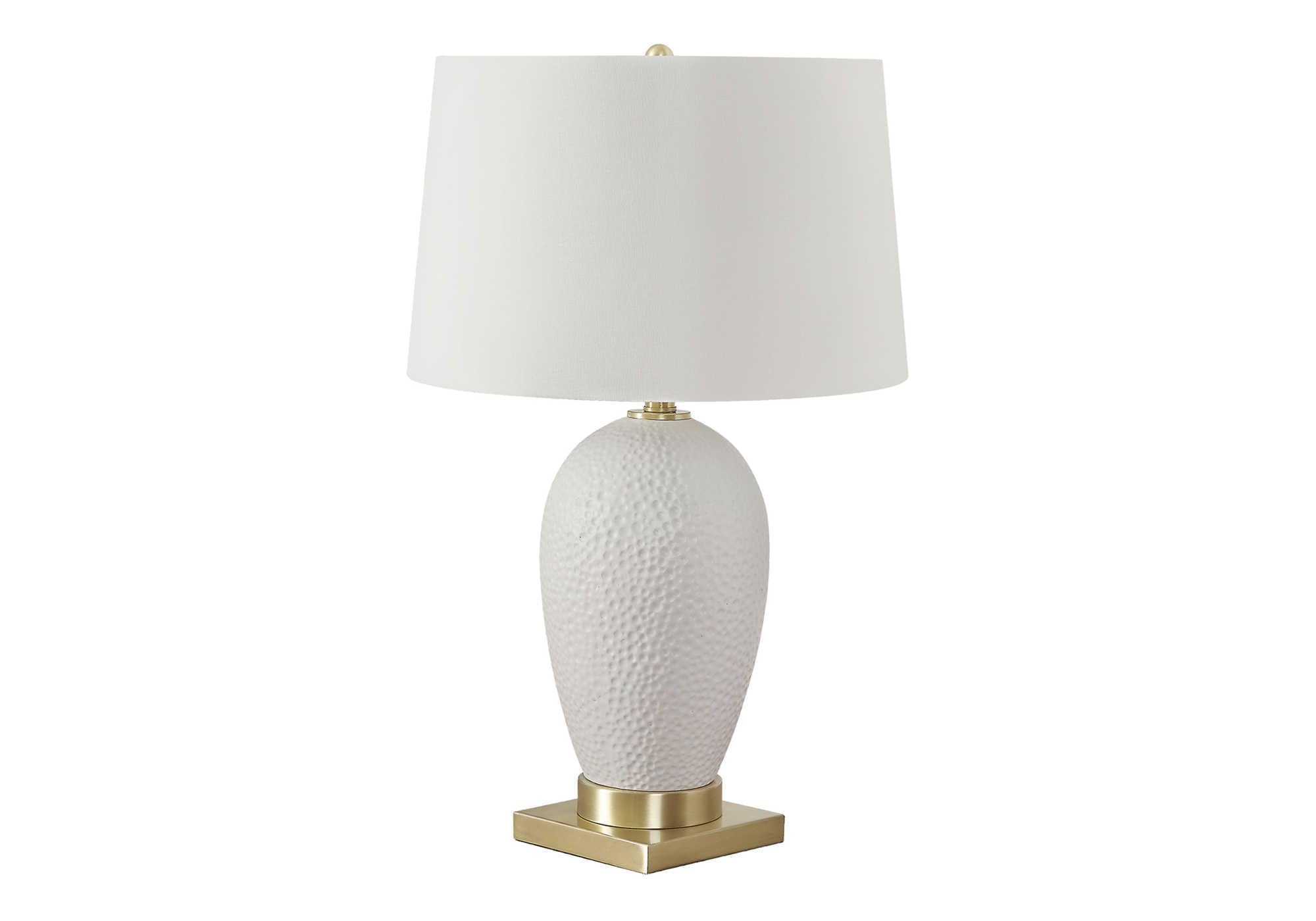 Monarch Specialties Table Lamp, Transitional Design, White Ceramic, Ivory/Cream Shade, 16inL x 16inW x 26inH, Model I 9610